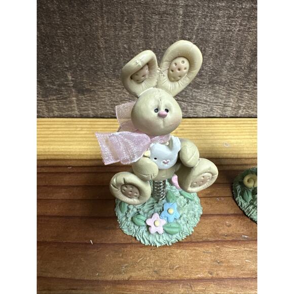 Set Of 2 Bunnies On Springs 4” Tall - Picture 2 of 7